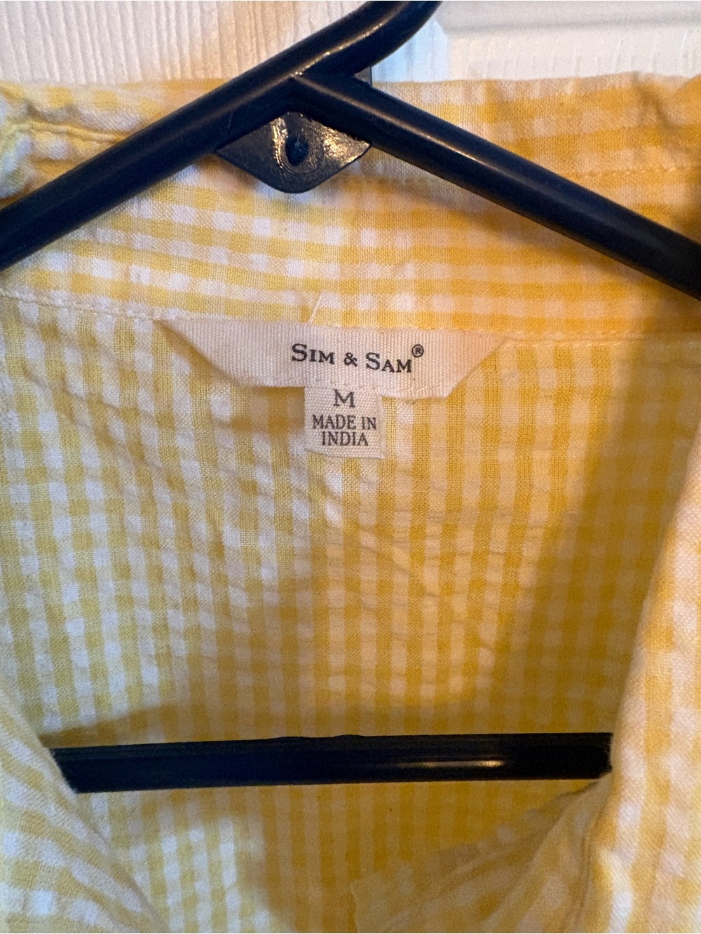 Sim & Sam Sleeveless Yellow Gingham Button Front Shirt, M - Picture 3 of 3
